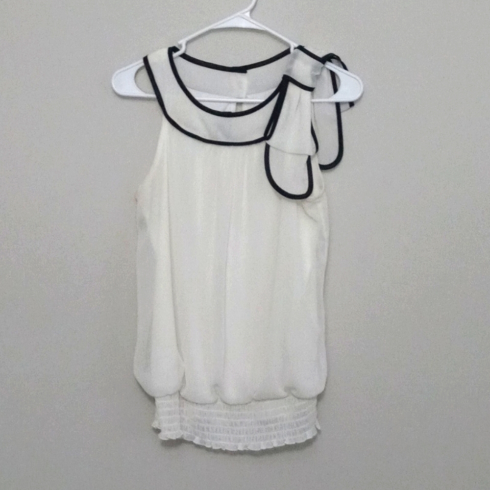 Black and cream tank blouse